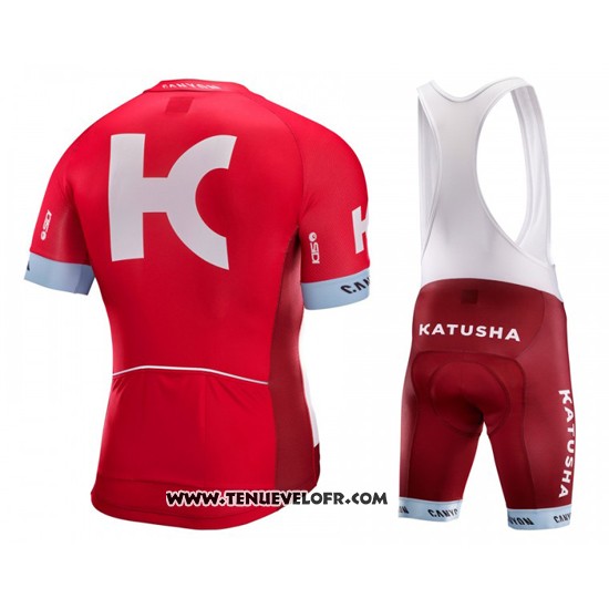 2016 Maillot Ciclismo Katusha Alpecin Blanc et Rouge Manches Courtes et Cuissard